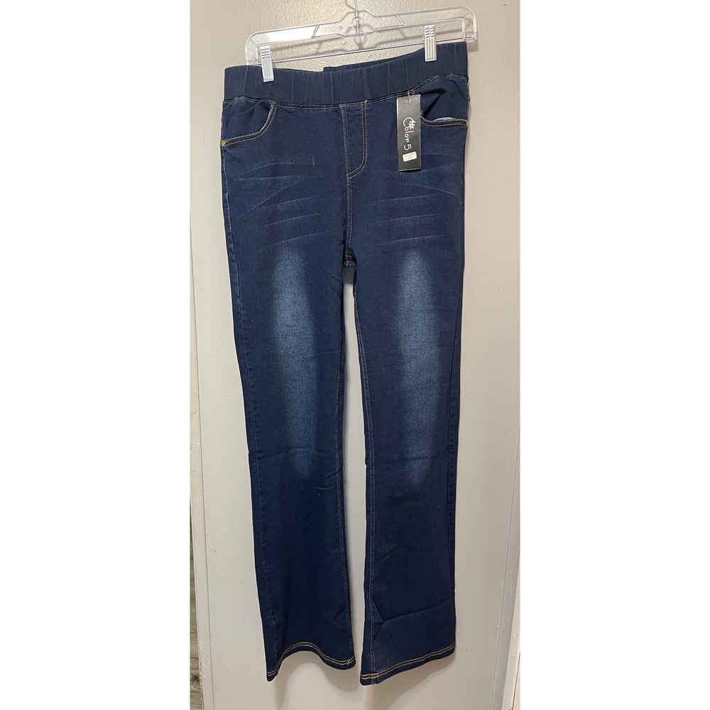 Women's 2Xl Elastic Waist Dark Blue Jeans By Color 5 32 X 31 Flare  Stretch